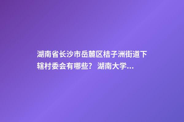 湖南省长沙市岳麓区桔子洲街道下辖村委会有哪些？ 湖南大学解封当晚车辆有序驶出，当地一疫情防控取得了怎样的成就？-第1张-观点-玄机派